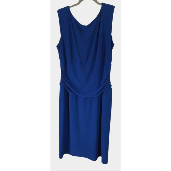 Nine West Women's 16 Blue Dress Sleeveless Draped Waist Knee Length - Picture 1 of 8
